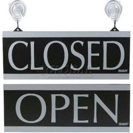 U.S. STAMP & SIGN Open/Closed Sign, , W/Suction Cups, 5" X 13", Black/Silver 4246